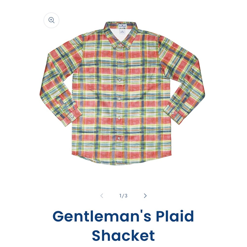 NEW!Blue Quail Gentleman’s Plaid Shacket Button Down Size 12 Months